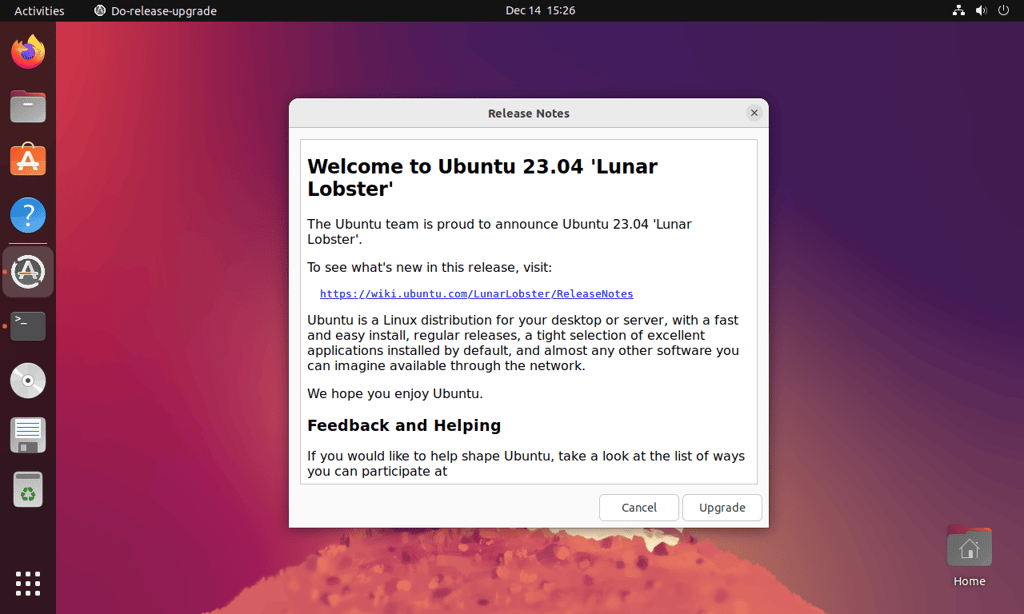 begin the upgrade to ubuntu 23.04 lunar lobster