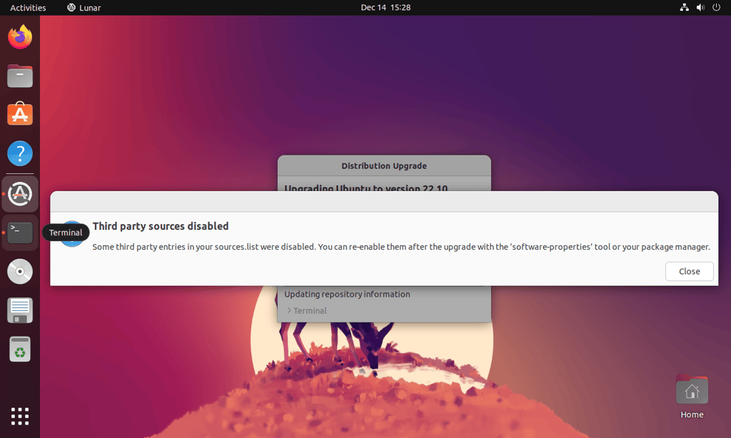 notice about disabling third-party repositories such as launchpad ppa before upgrading to ubuntu 23.04 lunar lobster
