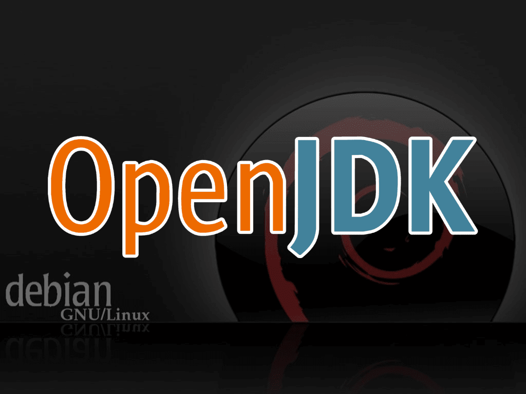 Custom graphic illustrating the installation of OpenJDK 17 on Debian Linux.