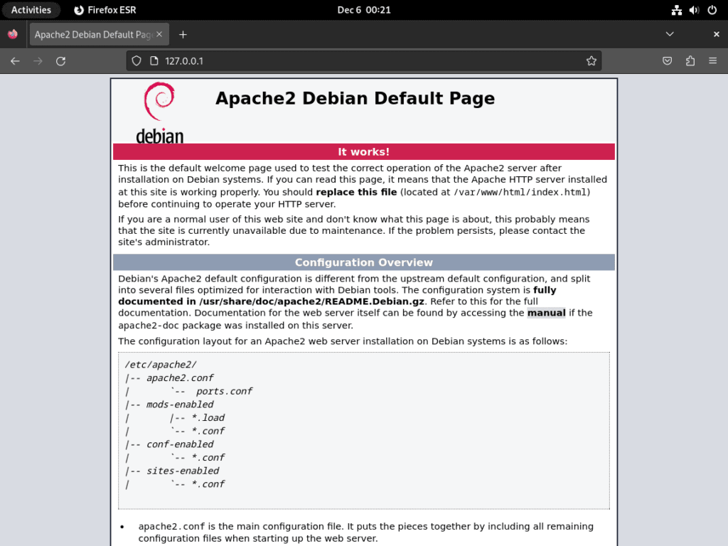 Apache2 Test Page Confirmation for WordPress on Debian