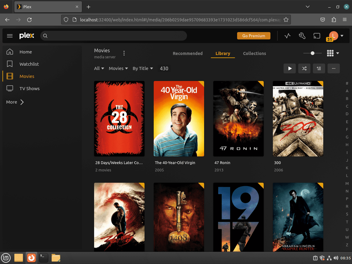 example when plex media server connected on linux mint