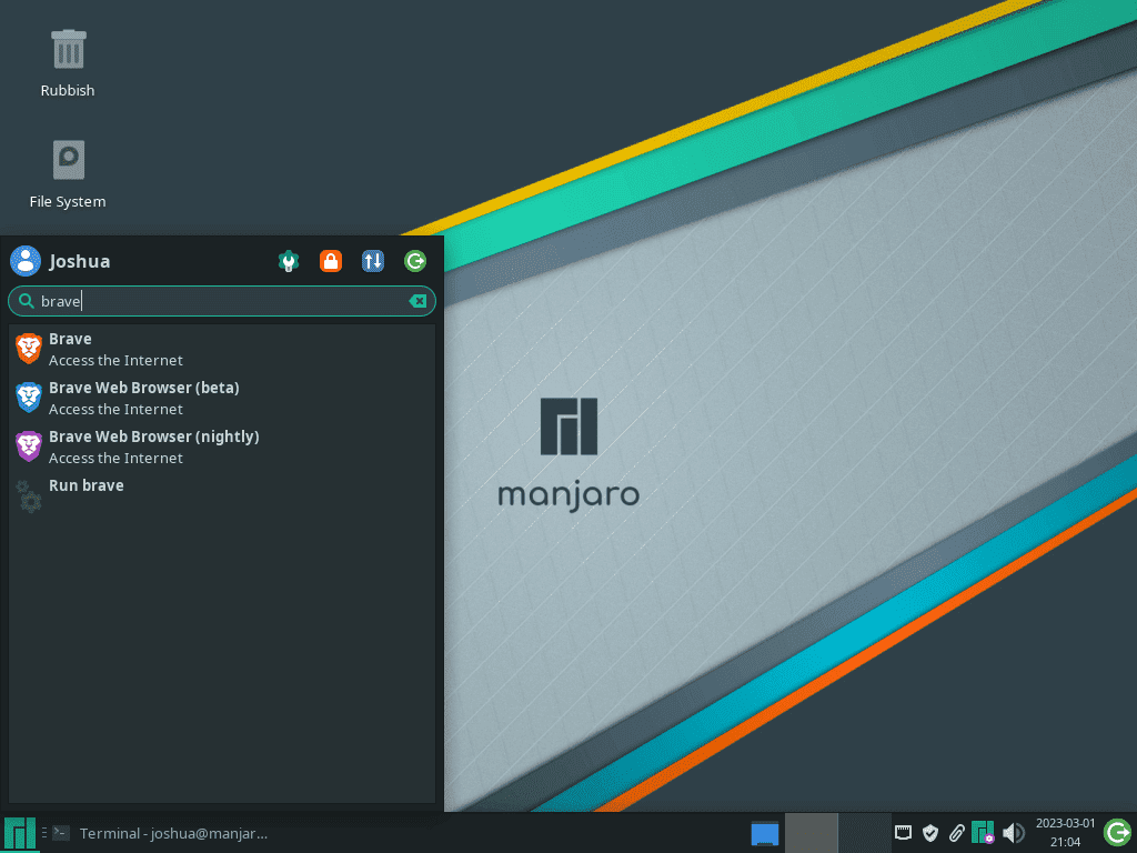 launch brave browser stable, beta or nightly on manjaro linux from application menu
