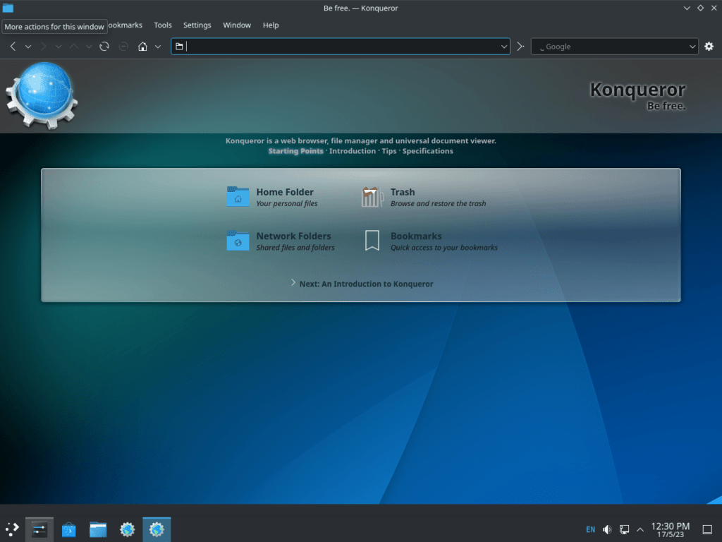 Screenshot of the Konqueror browser interface on Ubuntu 22.04 or 20.04.