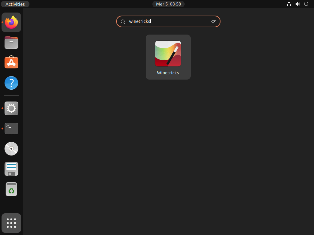 wine install on ubuntu 22.04 or 20.04 lts - winetricks application menu icon