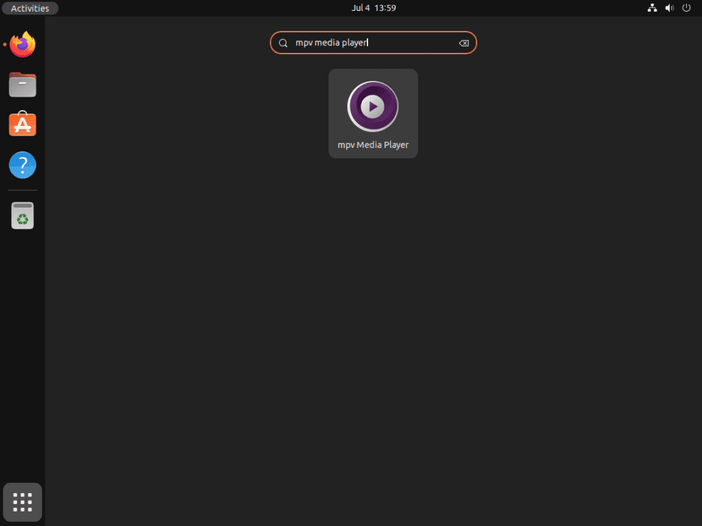 mpv Media Player application icon on Ubuntu 22.04 or 20.04 Linux desktop