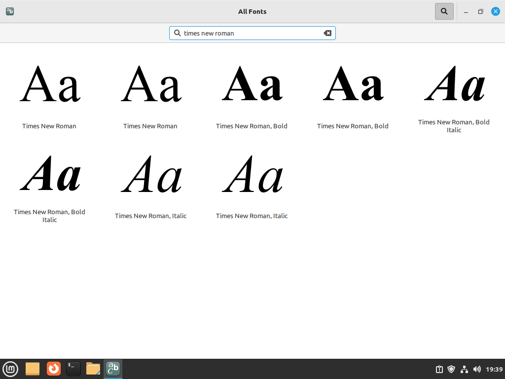 example microsoft fonts on linux mint 21 or 20 - times new roman