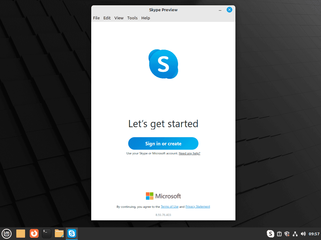 sign into skype on linux mint 21 or 20