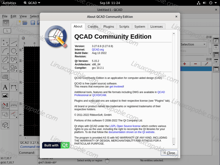 როგორ დააინსტალიროთ QCAD Debian 11 Bullsye-ზე