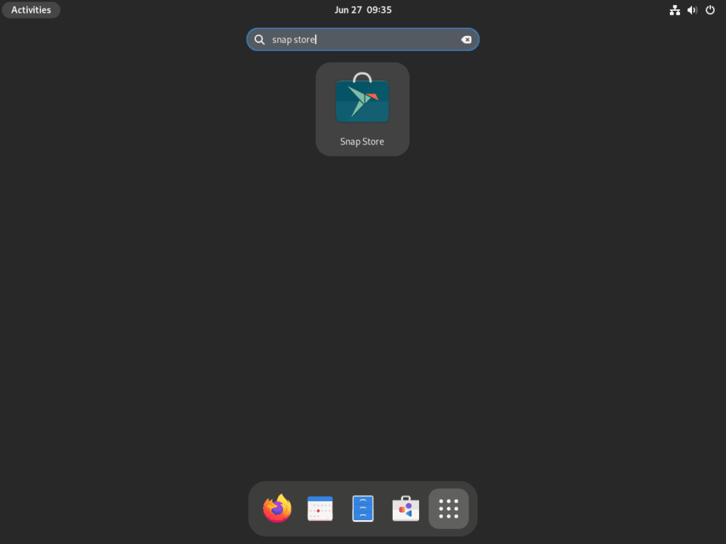 Snap Store application icon in Fedora Linux's Show Applications menu