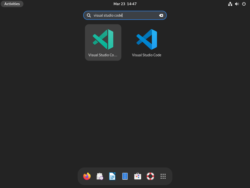 Screenshot showing the launch interface of VSCode on Debian 13, 12, 11, or 10.