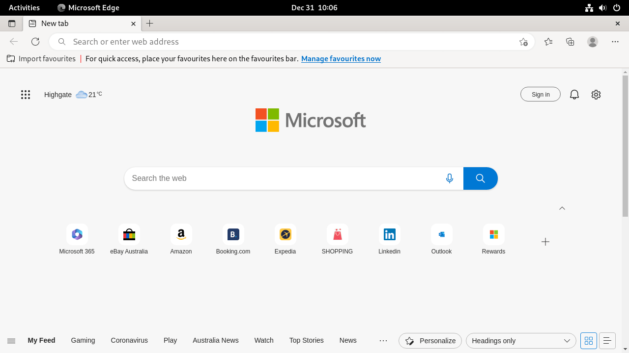 Screenshot confirming the successful installation of Microsoft Edge on Fedora Linux.