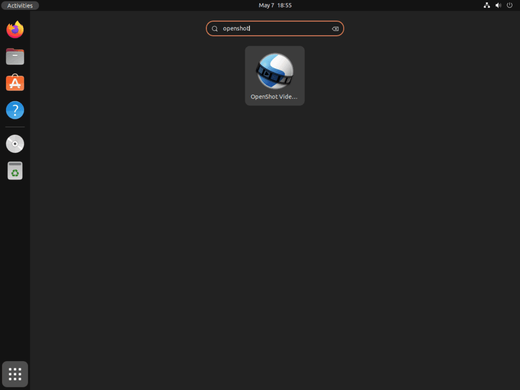 OpenShot application icon displayed on Ubuntu 22.04 or 20.04 desktop.