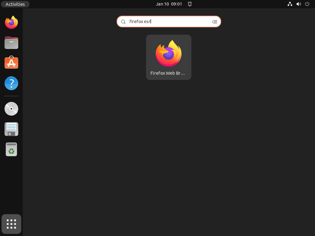 launch firefox esr on ubuntu 22.04 or 20.04
