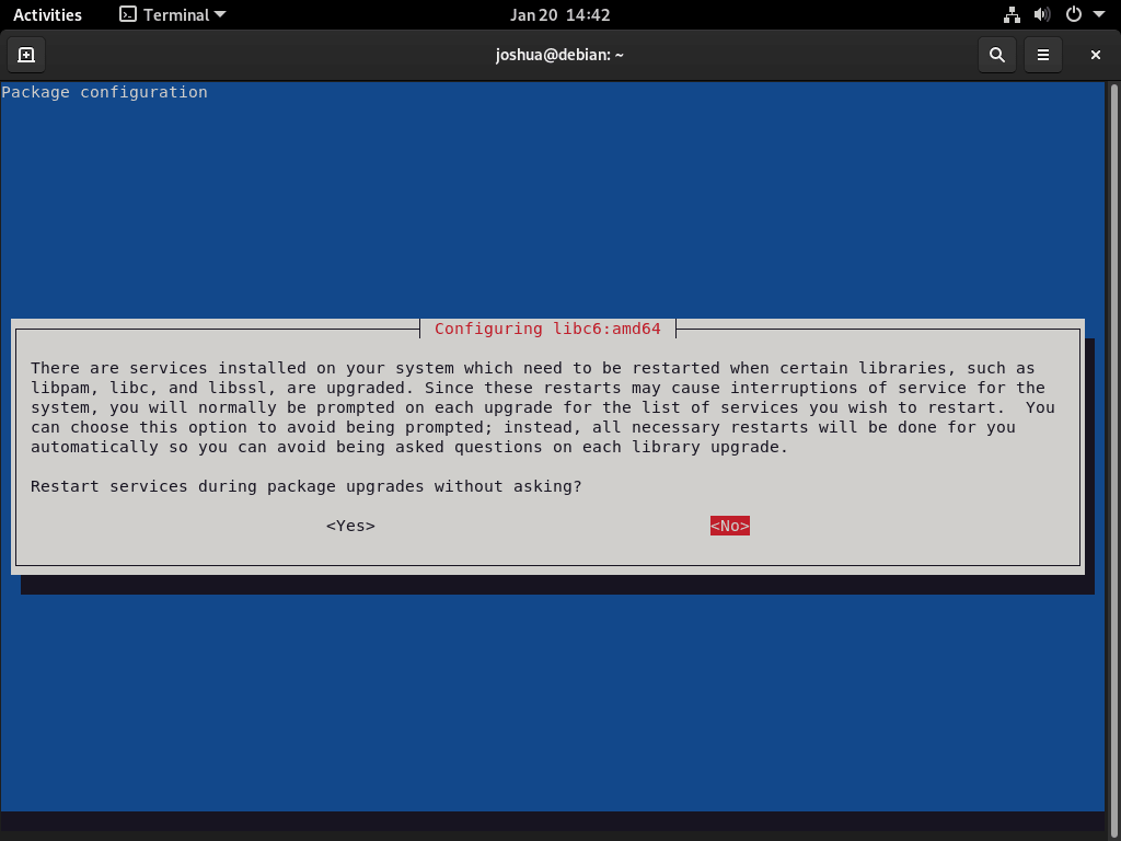 upgrading to debian 12 bookworm - notice about restarting services