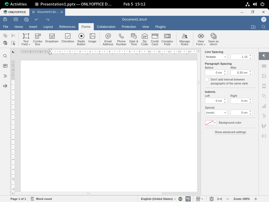 example of onlyoffice form template on rocky linux 9 or 8