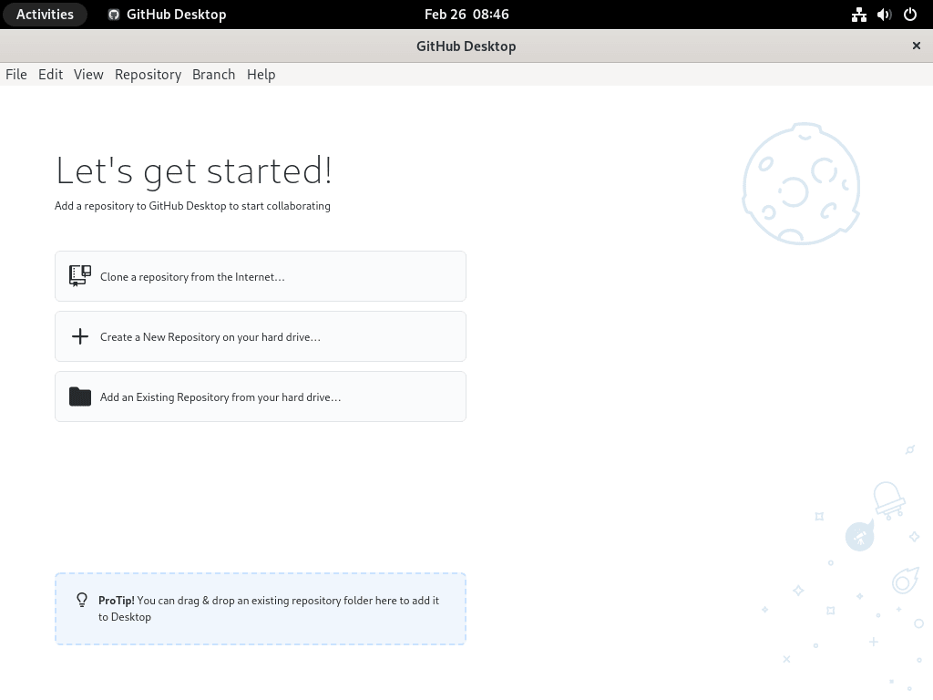github desktop client successfully installed on fedora linux