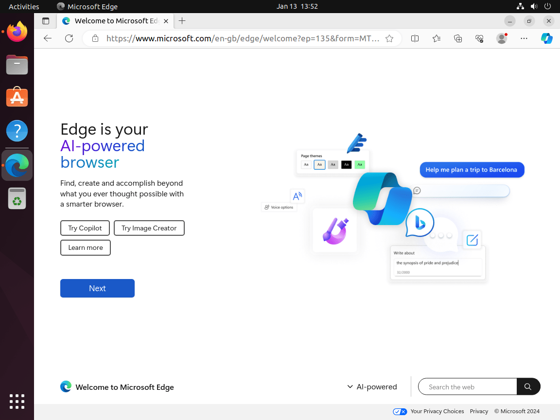 Microsoft Edge ready for use on Ubuntu Linux desktop