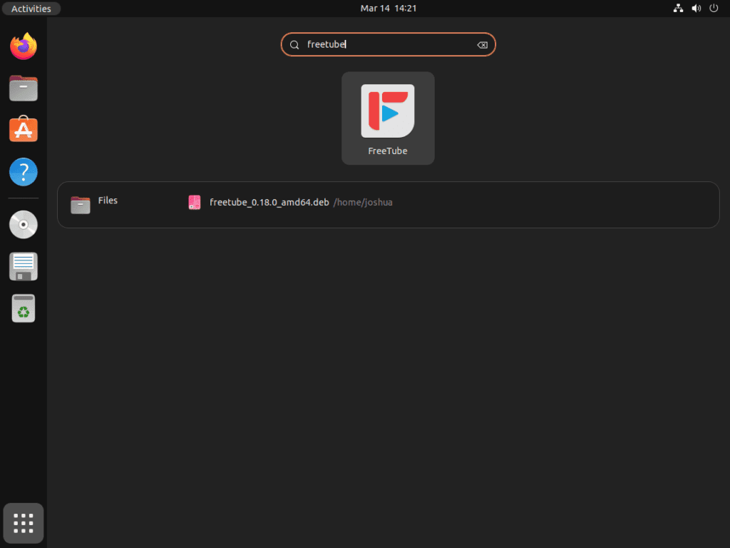 launch freetube on ubuntu 22.04 or 20.04 lts
