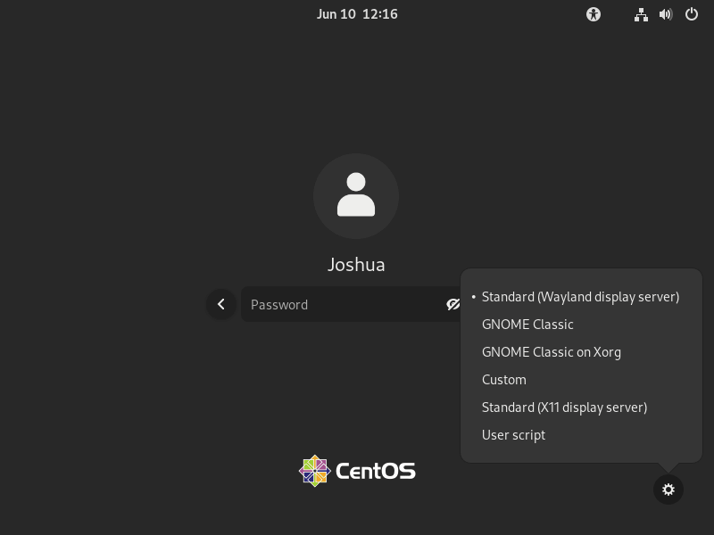 Reselecting Default Desktop Environment Post KDE Plasma Removal on CentOS Stream Screenshot