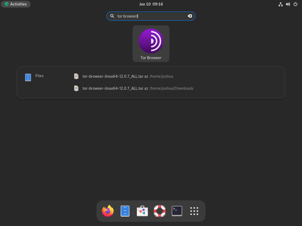 Tor Browser application icon displayed in the Show Applications menu on Rocky Linux