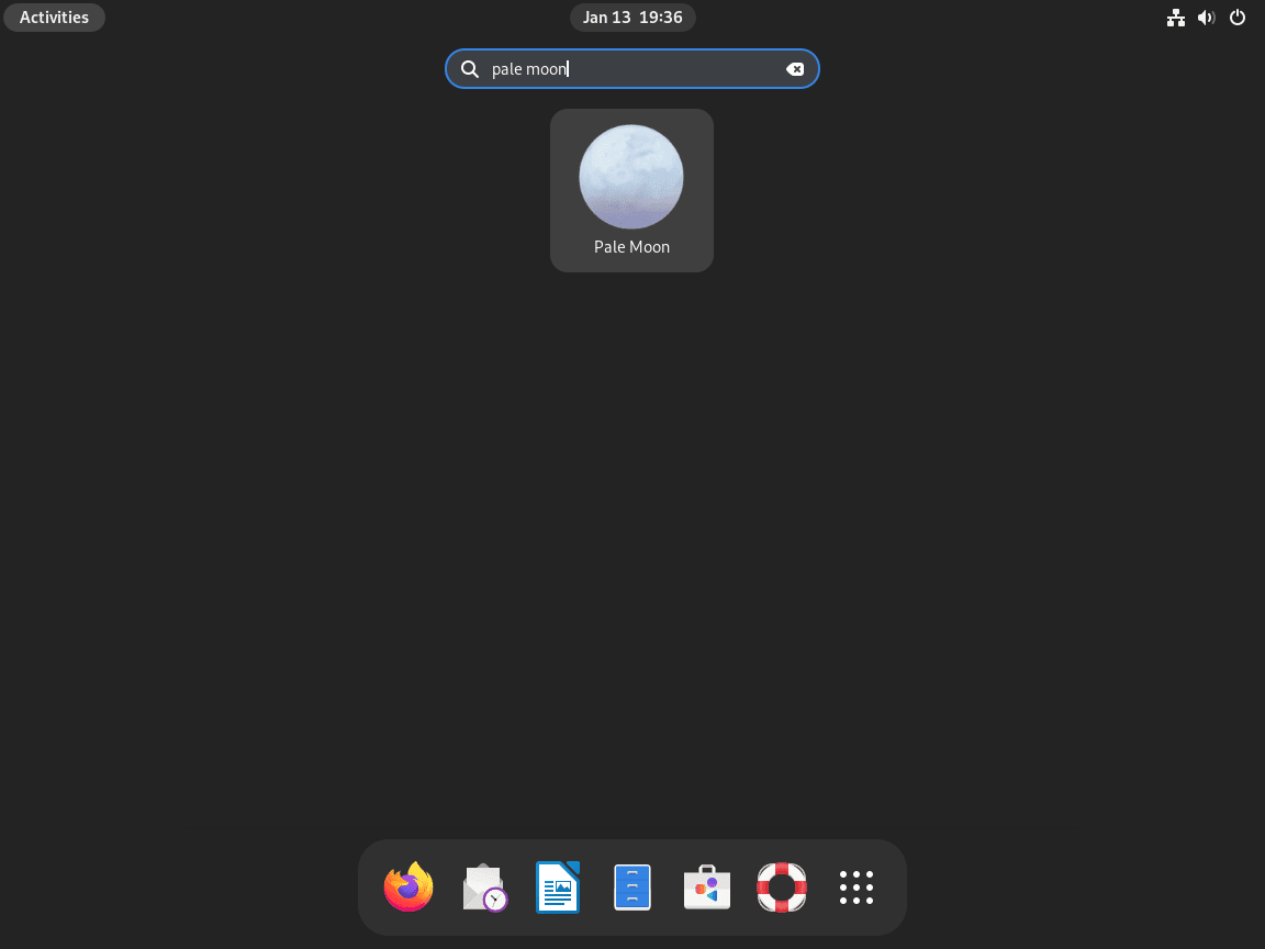 Pale Moon browser icon on a Debian Linux desktop
