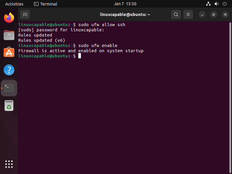 Enabling SSH and UFW on Ubuntu Linux