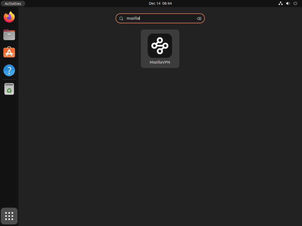 MozillaVPN application icon on Ubuntu Linux