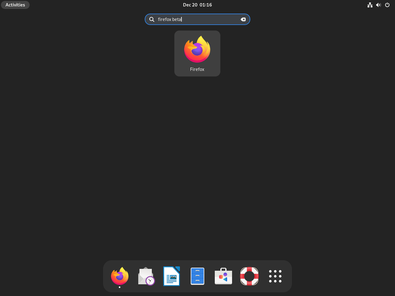 Firefox Beta application icon on Debian desktop