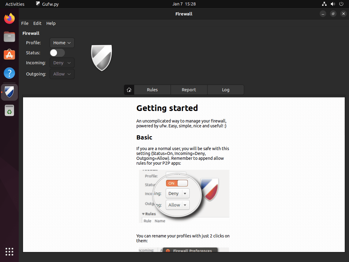 GUFW Interface on Ubuntu Linux