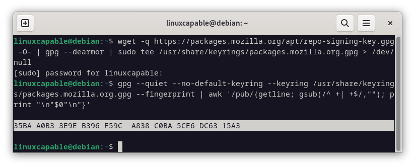 Mozilla GPG authentication for Firefox Beta on Debian
