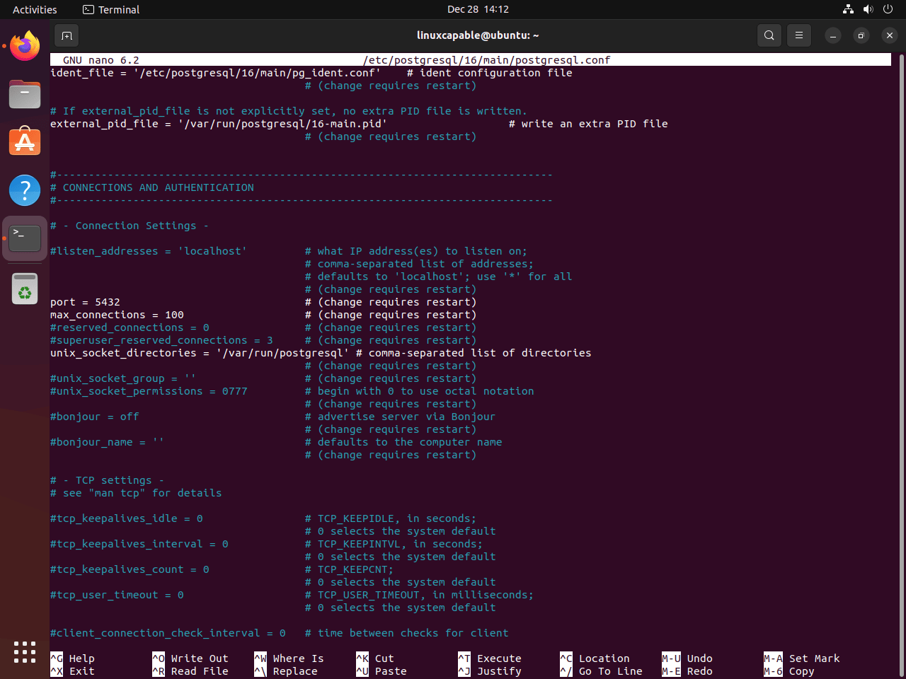 Configuring PostgreSQL 16 on Ubuntu for remote access.