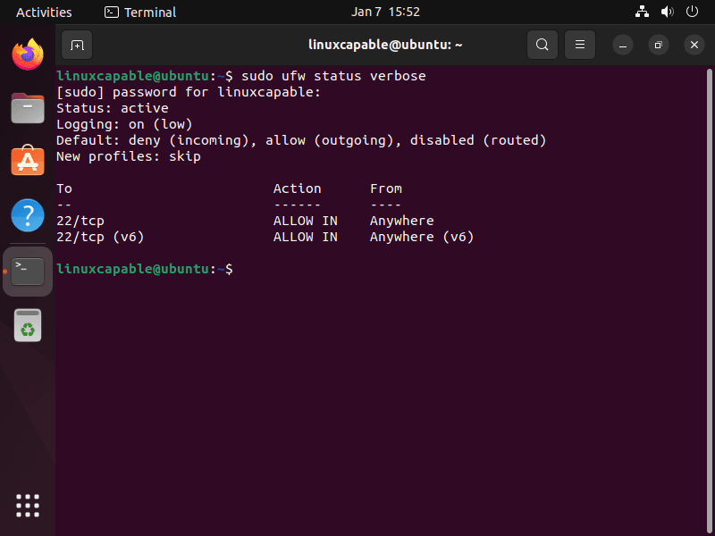 Detailed UFW Status on Ubuntu Linux
