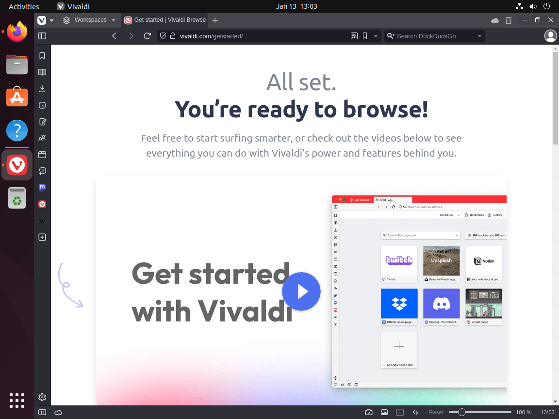 Vivaldi browser ready for use on Ubuntu Linux